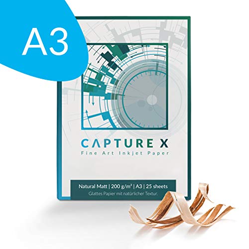 CAPTURE X Natural Matt, 200g/m², A3, 25 Blatt Box - natürliche Struktur - Fine Art Paper von CAPTURE X