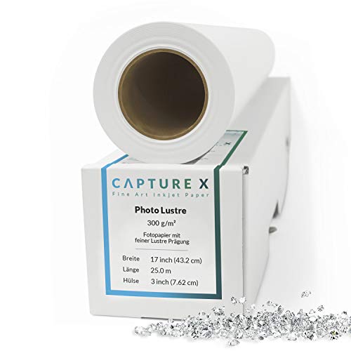 CAPTURE X Photo Lustre, 300g/m², 17 Zoll Rolle, 432 mm x 25 m - elegante Prägung - ideale Kontraste - Fine Art Paper von CAPTURE X