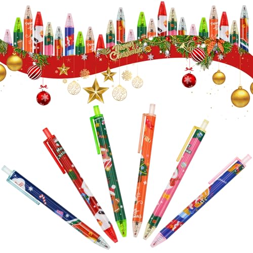 CAREDGO Kugelschreiber Weihnachten, 24Pcs Druckkugelschreiber 0.5mm Gelschreiber Weihnachten Kunststoff Weihnachtsgel Tinte Stifte Ballpoint Pen Gelstifte Weihnachts Gelstifte für Schule, Kindergarten von CAREDGO