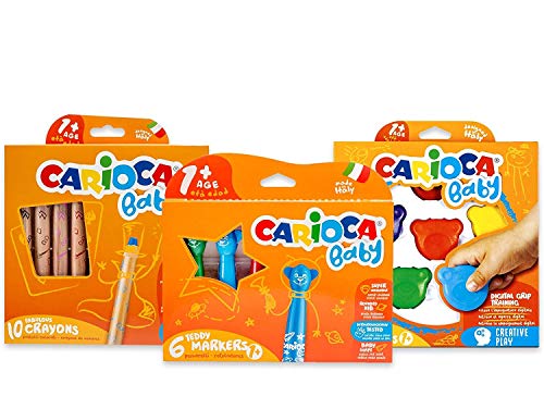 CARIOCA Baby Set | Malvorlagen für Kinder mit Teddy Markern, Teddy Buntstiften und Maxi Stiften für Kinder ab 1 Jahr, 22 Teile von CARIOCA