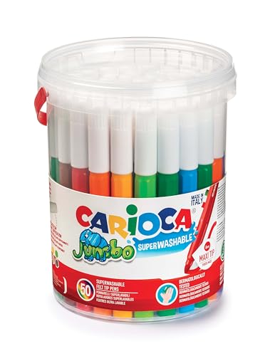 CARIOCA Jumbo | Waschbare Maxi Filzstifte für Kinder, 50 Stück von CARIOCA