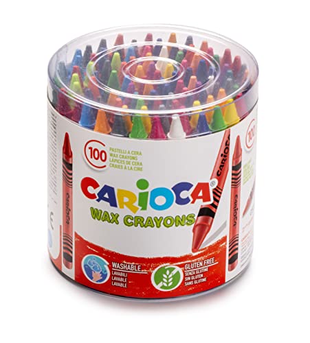 Carioca Wax | Wachs-Set für Kinder mit Körper und Spitze, waschbar, 100 Stück, (Kunststoff, rund) von Carioca