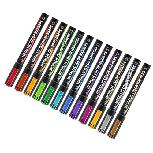 CARISSETT 12 Stück Metallic Marker Pinsel Stift für Kartenherstellung Metallic Marker Stift Scrapbook Stift Metallic Stift für Scrapbooking von CARISSETT