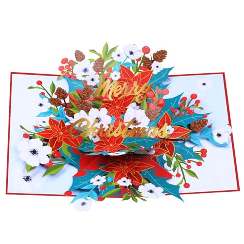 CARISSETT Festival-3D Weihnachtsgrußkarte. Zarte 3D Weihnachtsblumen Grußkarte Zur Übermittlung Herzlicher Weihnachtswünsche von CARISSETT
