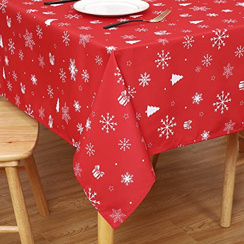 CAROMIO Tischdecke Weihnachten Tischdecke Abwaschbar Rechteckige Weihnachtstischdecken Tischdecke wasserdichte Extra großes Tischdecke Wasserabweisend Tischdecke für Zuhause,Party,138x275cm von CAROMIO