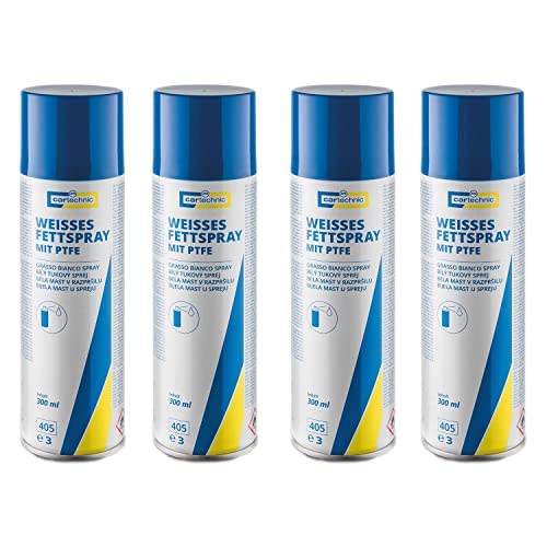 4x CARTECHNIC Fettspray Schmierfett Sprühfett weiß mit PTFE Rostschutz 300 ml von CARTECHNIC