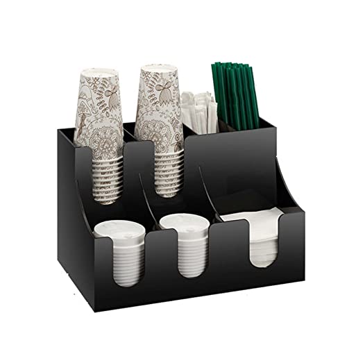 CARWERL Tassen Deckelhalter, Einweg-Kaffeetassen Spender-Aufbewahrungsbox, kommerzielles Kaffeegewürz-Lagerregal, Restaurant-Coffee-Shop-Becherhalter – Acryl,7 Compartment von CARWERL