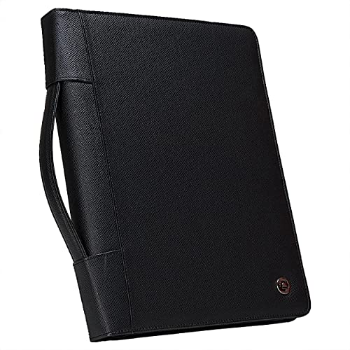 Case-it Executive Padfolio mit Reißverschluss, herausnehmbarem 3-Ringbuch und Schreibblock in Briefgröße, genarbtes Kunstleder, Schwarz (PAD-40) von CASE IT