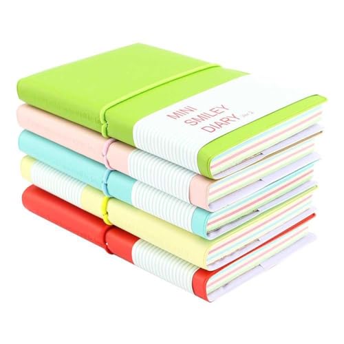 Klein Notizblock Liniertes Mini Smiley Notizbuch Tragbar Journal Tagebuch Memo Notepad Schulhefte Candy FarbeS 5 tück von CASKIE