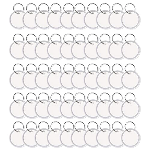50 Stück 3,2 cm blanko Metallrand für Schlüsselanhänger, runde Papieranhänger mit Schlitz für Rand, codiertes Etikett für Schlüsselanhänger, Set mit Metallfelge, Schlüsselanhänger mit von CASNO