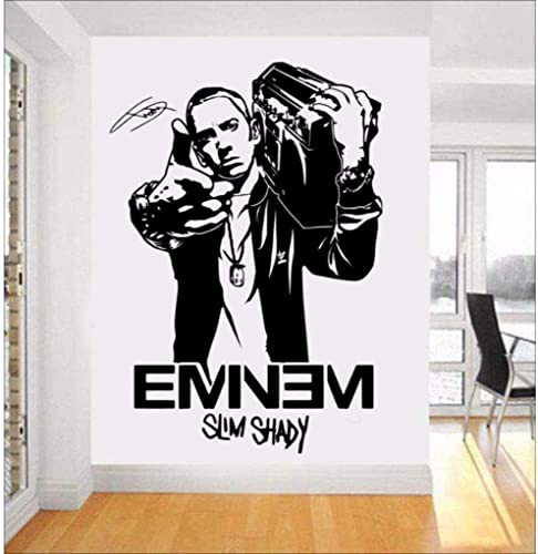 CASOTA Wandaufkleber Aufkleber Wandkunst Aufkleber Mode Wandaufkleber Mode Design Wandbild Eminem Rapper Aufkleber Junge Teen Room Comic Wandbild Papier 82 * 57 cm von CASOTA