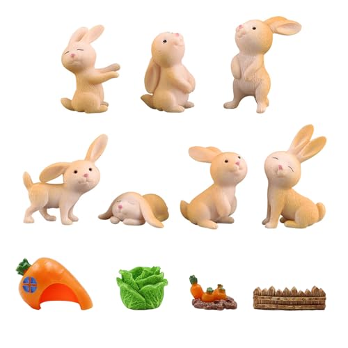 11 Stück Mini Hase Figuren Osterhasen Figuren Osterdeko Harz Osterhase Kaninchen Bunny Figuren Ornamente für Ostern Weihnachten Mikro Landschaft Desktop Kinder Geburtstagsgeschenk Party von CATELL