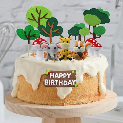 CATELL 12 Stück Tortendeko Tiere Tortendeko Waldtiere Wild One Tortendeko Tortendeko Safari Giraffe Elefant Eichhörnchen für Tortendeko Kinder Geburtstag Tortendeko 1. Geburtstag von CATELL