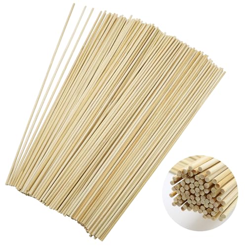 CATELL 200 Stück Zuckerwatte Stäbe 300mm x 3mm Holzstäbe zum Basteln Natürlicher Holzstäbchen Rund Holzstäbchen zum Basteln Bambusstäbe zum Basteln für Holzarbeiten DIY Arts Basteln Dekoration von CATELL