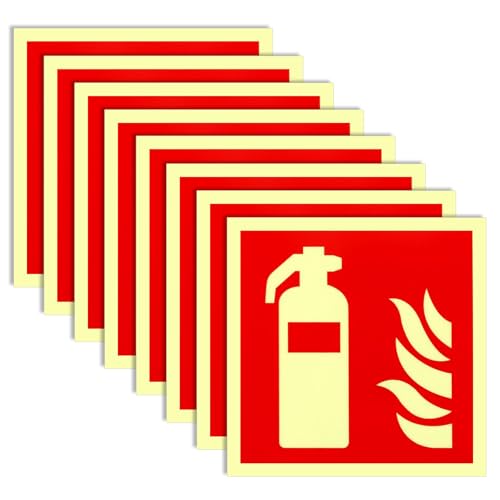 CATELL 8 Stück Feuerlöscher Schild, Schild Feuerlöscher 14,7 x 14,7 cm Feuerlöscher Aufkleber PVC Selbstklebend Schild Feuerlöscher Schild Feuerlöscher Langnachleuchtend für Baustelle Haus Auto Büro von CATELL