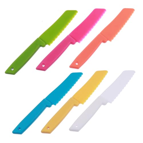 CATIEBYE 6 Teiliges Küchenmesser Set Sicheres Obst Und Gemü Schneideset Für Praktische Bunte Plastikmesser Für Kuchen Snacks Und Kreative Bastelideen von CATIEBYE