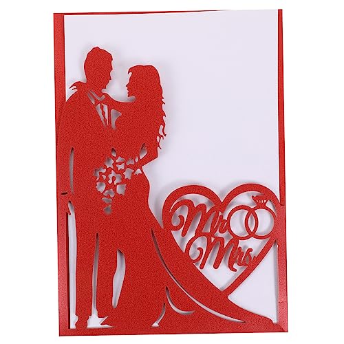 CATIEBYE 60 Stk Grußkarte jubiläumskarte anniversary card hochzeitsdekoration Liebevolle Einladungen Hallo Einladungskarten Party hohle Hochzeitseinladung Hochzeitskarte Papier rot von CATIEBYE