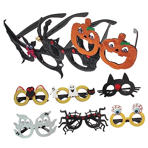 CATIEBYE 9St Halloween-Cosplay-Requisiten Party-Kostüm-Brille Halloween-Sonnenbrille the hallow halloween mitgebsel geschebke Party-Brillen-Requisiten Halloween-Cosplay-Brille Goldpudertuch von CATIEBYE