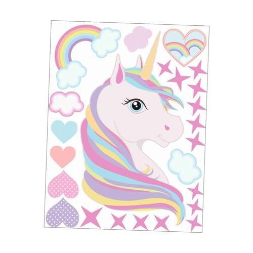 CATIEBYE Regenbogen Einhorn Wandsticker Dekorative Wandaufkleber Für Kinderzimmer Kindergarten Und Spielzimmer PVC Wandtattoos Für Kreative Wandgestaltung von CATIEBYE