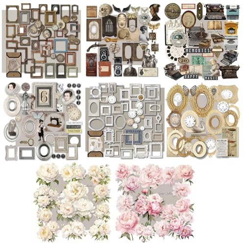 Vintage Junk Journal Items Kit Pre Cut Paper Cards Cutout Cardstock Art Aesthetic Decor Hollow Out Craft Elements Small Embellishments Supplies for Adults Scrapbook Pack (Characters) von CATaireen