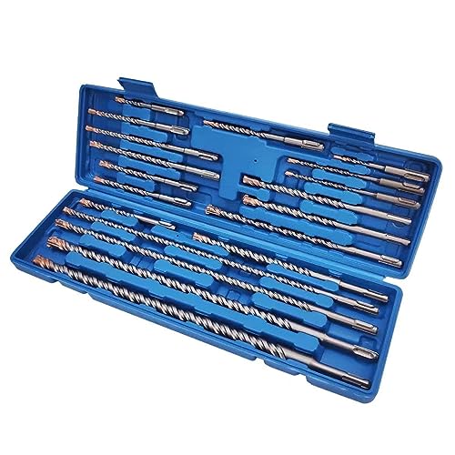 CAVATINY 20tlg SDS Plus Bohrer Set - SDS Hammerbohrer für beton, ziegel, zement, stein mit 4 Schneiden - inkl. Größen 6,8,10,12,14,16mm - SDS Plus-Schaft passend für Bohrhammer von CAVATINY