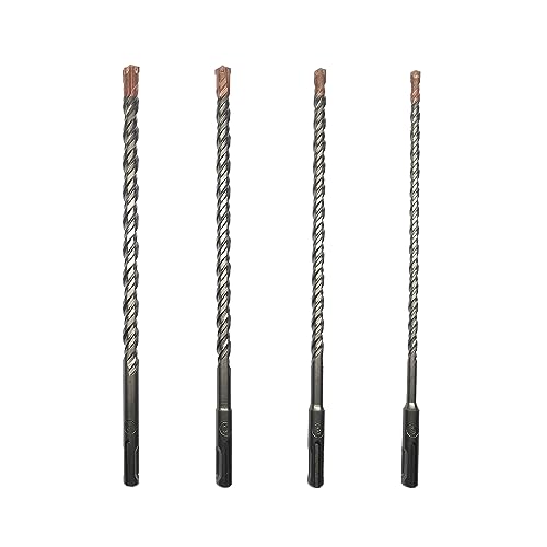 CAVATINY 4tlg SDS Plus Bohrer Set - SDS Hammerbohrer für beton, ziegel, zement, stein mit 4 Schneiden - inkl. 6tlg. Größen 6 8 10 12 x 260mm - SDS Plus-Schaft passend für Bohrhammer von CAVATINY