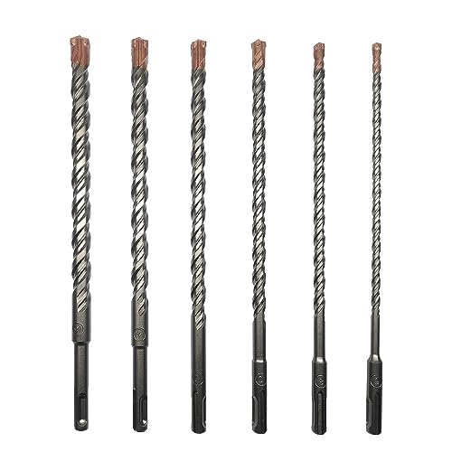 CAVATINY 6tlg SDS Plus Bohrer Set - SDS Hammerbohrer für beton, ziegel, zement, stein mit 4 Schneiden - inkl. Größen 6,8,10,12,14,16mm - SDS Plus-Schaft passend für Bohrhammer von CAVATINY