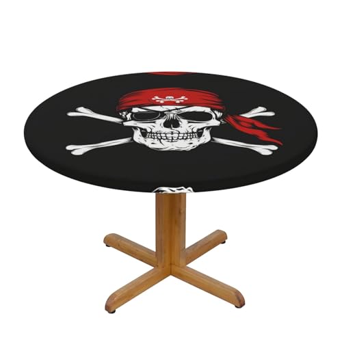 CAVYIA Right-Eyed Pirate Round Table Cover, Waterproof Fabric Elastic Table Cloth Elastic Band Design, for Family Dining Tables, Round Tables, Octagonal Tables von CAVYIA