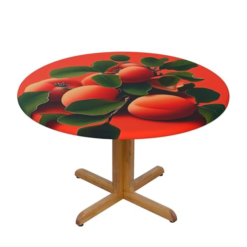 CAVYIA Rote Pfirsich-Tischdecke, wasserdichter Stoff, elastische Tischdecke, elastisches Band-Design, für Familien-Esstische, runde Tische, achteckige Tische von CAVYIA