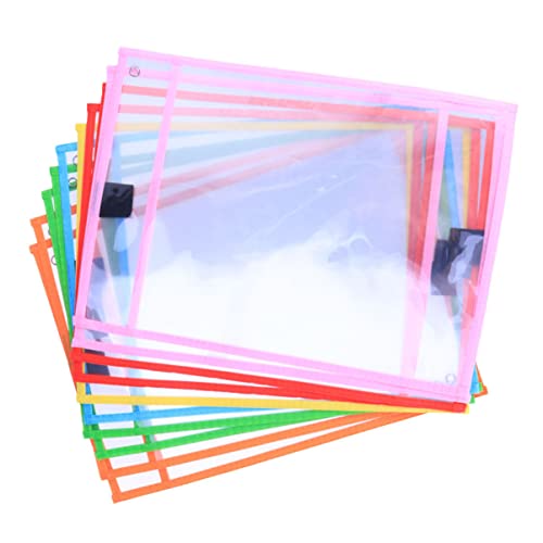 CAXUSD Dry Erase Pocketsels 30 Stück wiederverwendbare Taschen mit Schreib-/Wischfunktion Schreibwaren PVC-Material zufällige Farbe von CAXUSD