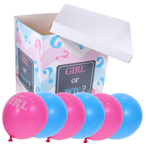 CAXUSD Babyparty Junge 1 Set Geschlechtsenthüllungs Ballonbox Mit 6 Luftballons Für Shower Gender Reveal Party Dekoration 3 Und 3 Blaue Ballons Perfekte Überraschung Für Jungen Und Ädchen von CAXUSD