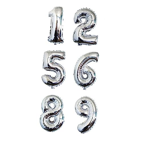 CAXUSD 10 Stück 16 digitale Luftballons buisness hochzeitslaken wasserballon Nummernballons aus Folie Geburtstag 18 Luftballons zahlen luftballon Zahlenballons aus Aluminiumfolie Silver von CAXUSD