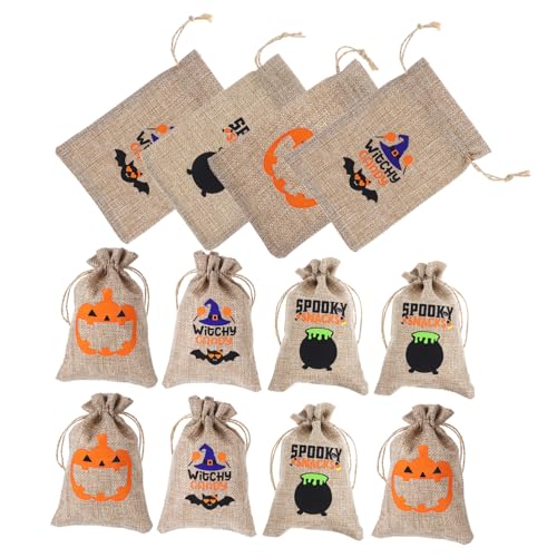 CAXUSD 12 Halloween Taschen Halloween Leckerli Taschen Süßigkeiten Taschen Kordelzug Taschen Partytütenfüller Für Schreibwarenbeutel Geschenktüten Papiertüten Halloween Kürbis von CAXUSD