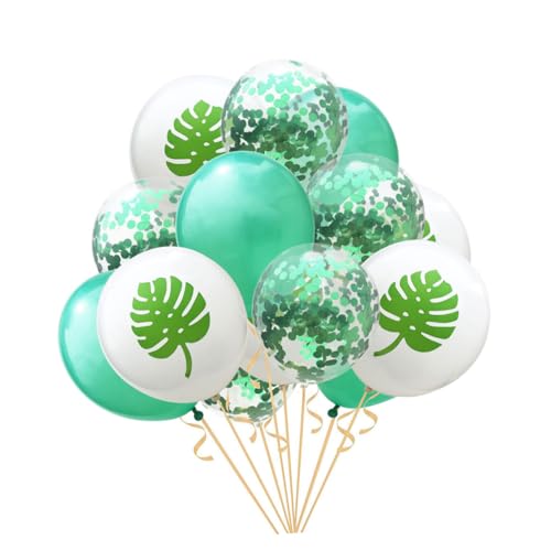 CAXUSD 15 Stück 12 Zoll Grüne Paillette Ballons Glitzernde Tropische Blattballons Für Hawaii Party Geburtstagsfeiern Und Hochzeiten Ideales Partyzubehör Zur Dekoration von CAXUSD