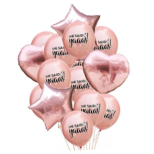 CAXUSD 15 Teiliges She Said Yaaas Roségold Und Konfetti Latexballon Set Für Hochzeiten Brautpartys Verlobungsfeiern Und Feierlichkeiten von CAXUSD