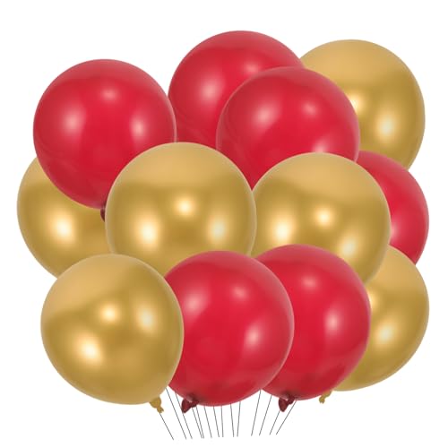 CAXUSD 150 Stück Stilvolle Latexballons Elegante Hochzeits Und Geburtstagsluftballons Für Partydeko Valentinstag Heimfest Rot + Golden von CAXUSD