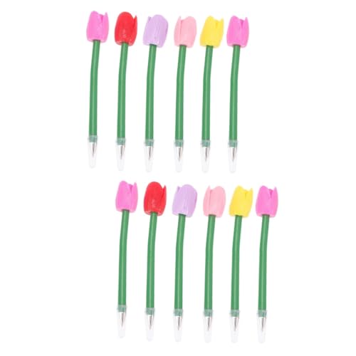 CAXUSD 2 Sätze Tulpen Kugelschreiber Blumenstifte Rosa Mini Gastgeschenke Blumenstifte Textmarker Einziehbare Rosenstifte Pflanzenstift Farbwechsel Blumenstifte 6 Stück * 2 von CAXUSD