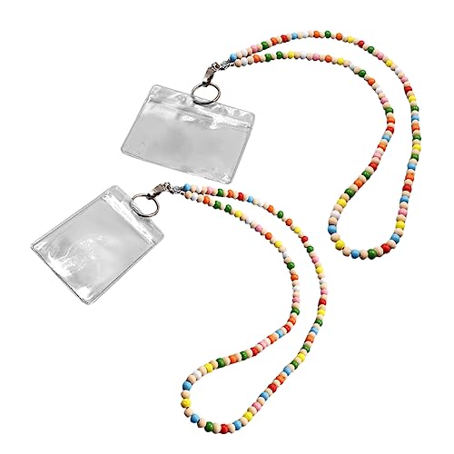 CAXUSD 2 Stück Schlüsselbänder Für Ausweishalter Ausweisschilder Seile Zum Aufhängen Holzperlen Aufhängeband Ausweishalter Mit Umhängeband Ausweishalter Ausweishalter Perlen von CAXUSD