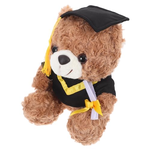 CAXUSD 2025 Abschlussbärenpuppe Plüsch-blumenbären Hasendekoration Weihnachtsbär-souvenirs Plüsch Doktorhut Blumenbär Accessoires Blumenbär Puppe Blumenbär Pp Baumwolle Yellow von CAXUSD