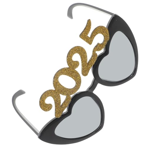 CAXUSD 2025 Digitale Liebesbrille irisierend UV-Sonnenbrille coole Brille Neue Jahr Brille Dekorative Brille Kostümzubehör für das neue Jahr Partydekorationen für das neue Jahr Stk Golden von CAXUSD