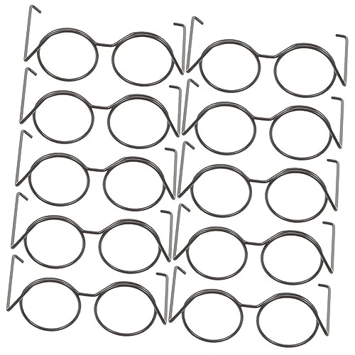 CAXUSD 20st Mini-puppengläser Zum Basteln Puppe Verkleidet Brillen Mini-Brille Für Puppen Puppenbrille Aus Runde Puppenbrille Puppensonnenbrille Kreisbrille Baby Metall Ob11 Eisendraht von CAXUSD