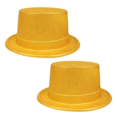 CAXUSD 2St Party-Fedora-Hut Cosplay-Fiedoras lustige Partyhüte Kostüm Hut Kostüm Hüte Partyhüte für Kinder party hut partyhütchen Fashion hat fedora hut Performance-Hut Party-Kappe Golden von CAXUSD