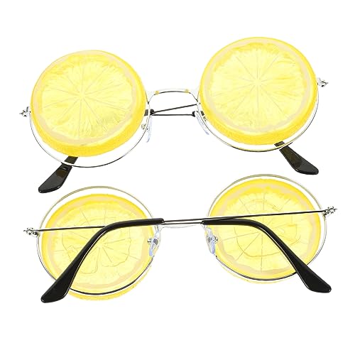 CAXUSD 2st Lustige Brille Zitronenscheibe Strand Neuartige Brillen Luau Partybrille Sommerparty Sonnenbrille Erwachsene Zitronenkostüm Kinder Klare Gläser Transparente Sonnenbrille von CAXUSD