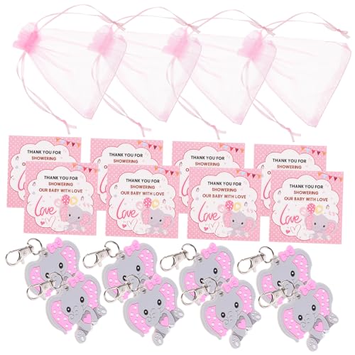 CAXUSD 30 Sets Elefanten Schlüsselanhänger Cartoon Tier Schlüsselanhänger Babyparty Partygeschenke Dankeschön Kraftanhänger Babyparty Souvenir Babyparty Rückgabe Organza von CAXUSD