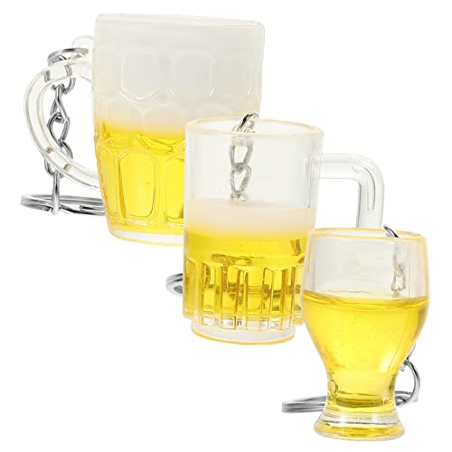 CAXUSD 3St Bierkrug Schlüsselanhänger Bier Schlüsselanhänger Ringe Schmuck Bierbecher Schlüsselanhänger Mini Bierglas Schlüsselanhänger Party Gefälligkeiten Tasche hängende Dekoration Abs von CAXUSD