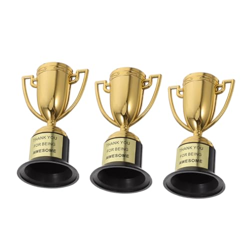 CAXUSD Trophäenspielzeug aus Kunststoff goldene Mini-Trophäen für Kinder Party Feier dekorative Auszeichnungsbecher 3 Stück von CAXUSD