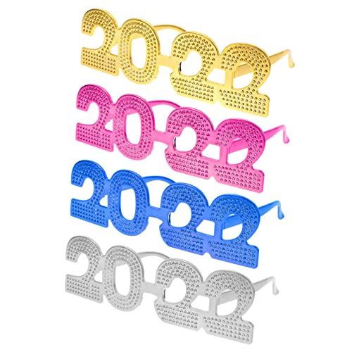 CAXUSD 4 Stück 2022 Brille 2022 Partybrille -requisiten Für Das Neue Jahr Silvester Brille Lustige Partybrille Weihnachten Gläser Dekor Sonnenbrille Mit Nummer 2022 Stk von CAXUSD