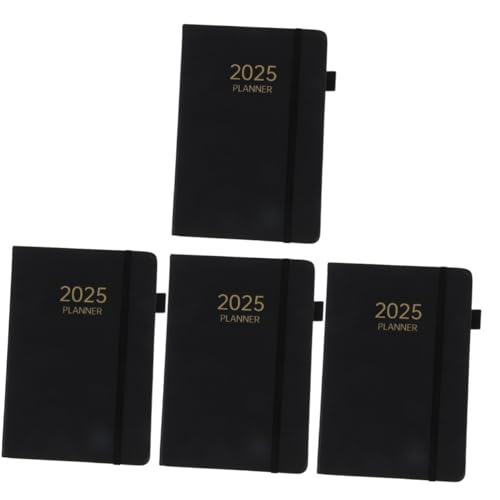 CAXUSD 4 Stück Zeitplan 2025 Tagesbuch 2025 Taschenplaner 2024-2025 Monatsplaner 2025 Kalenderplaner Notizbuch Zu Machen Tragbarer Planer-organizer Tagesplan-notizblock Black Papier von CAXUSD