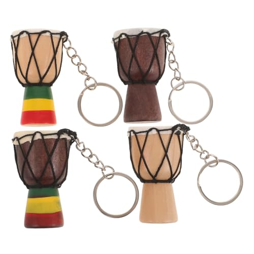 CAXUSD 4 Teiliges Set Djembe Schlüsselanhänger Handtrommel Gastgeschenke Geburtstag Spiel Partygeschenke Handtasche Ornament Bongo Trommel Musik Schlüsselanhänger von CAXUSD