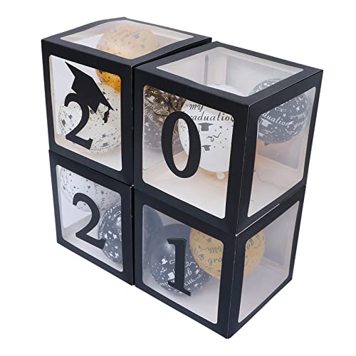 CAXUSD 4Er-Box Abschluss-Ballon-Box Ballon Tierballons große Luftballons ballon dekoration set balloon decoration set Abschlussfeier Ballon Abschluss Ballon Papier Black von CAXUSD